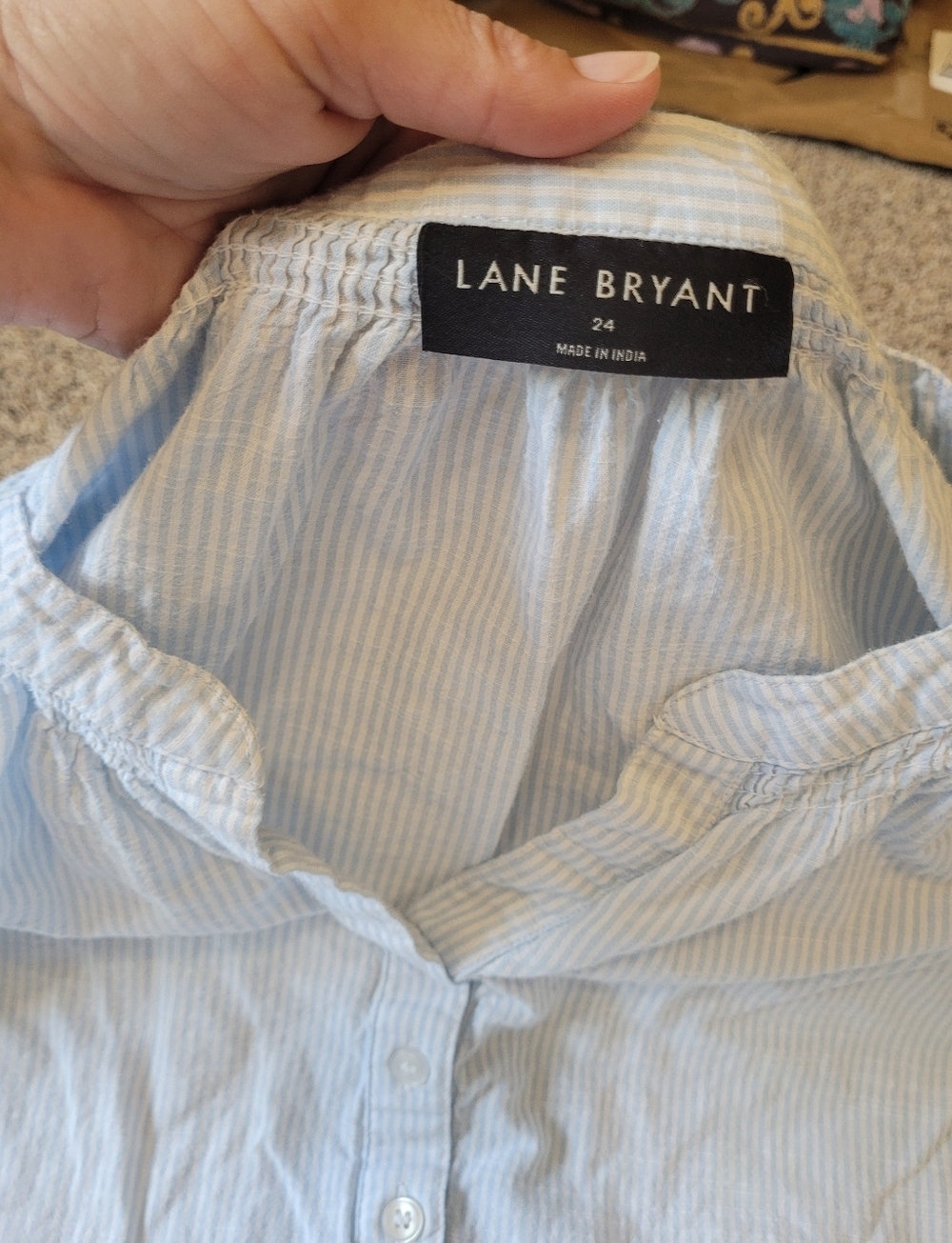 Lane Bryant Womens Striped Cotton Blouse Size 24 - Picture 2 of 4